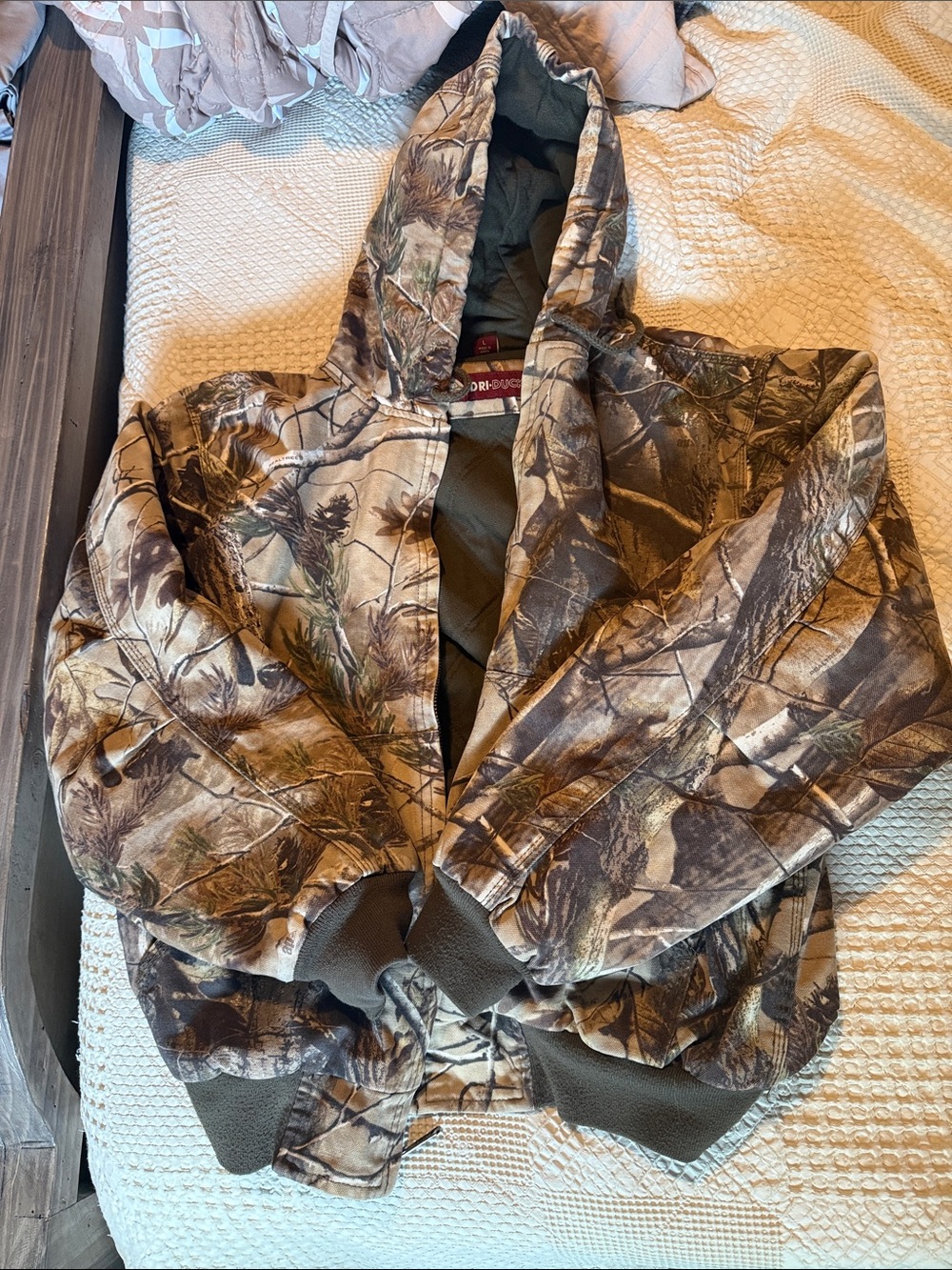 Dri Duck Hooded Camouflage Heavy Jacket - Brown/Green